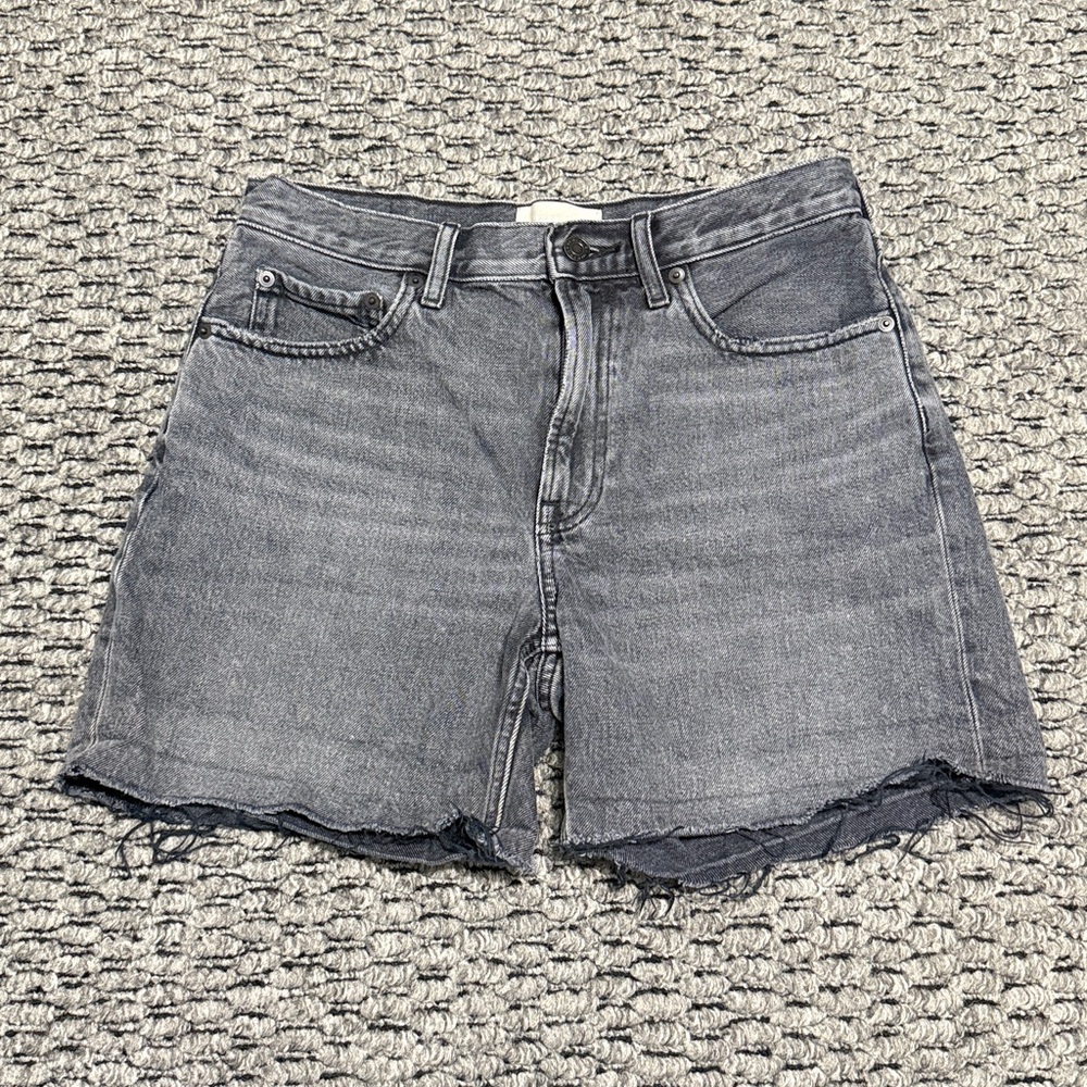 Everlane The Denim Short Womens Sz 27 Organic Cotton Distressed Raw Hem Festival